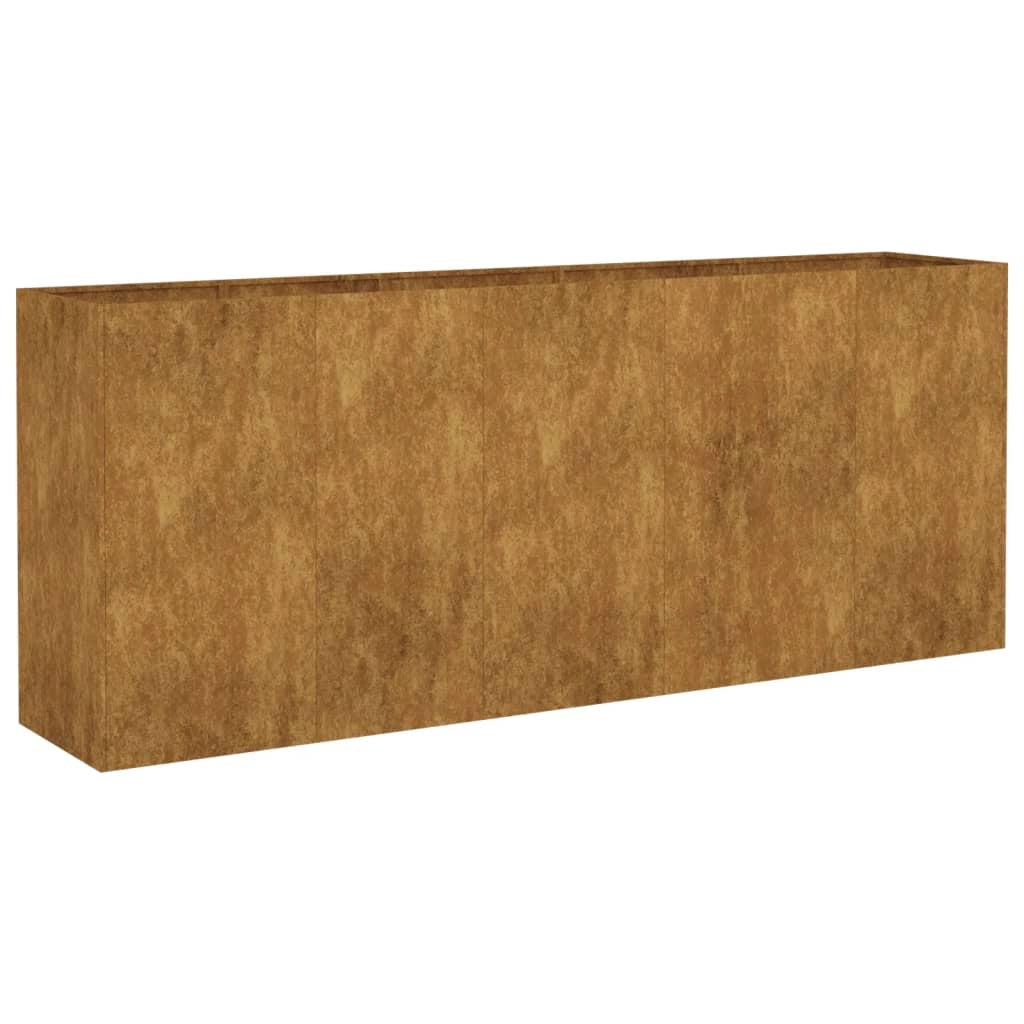 Portavaso per fioriera aiuola rialzata piante fiori terrazzo giardino giardino 200 x 40 x 80 cm acciaio corten marrone 02_0039396