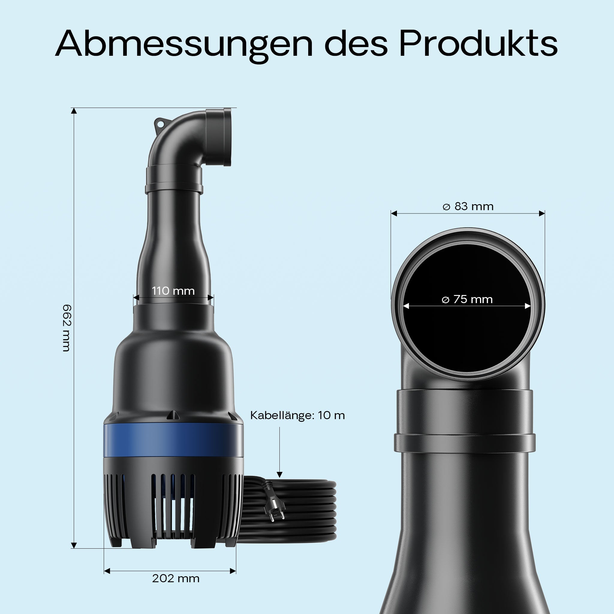 CEF-22000 Pompa a tubo per laghetto grande 22000 l/h 95W, per ricircolo acqua