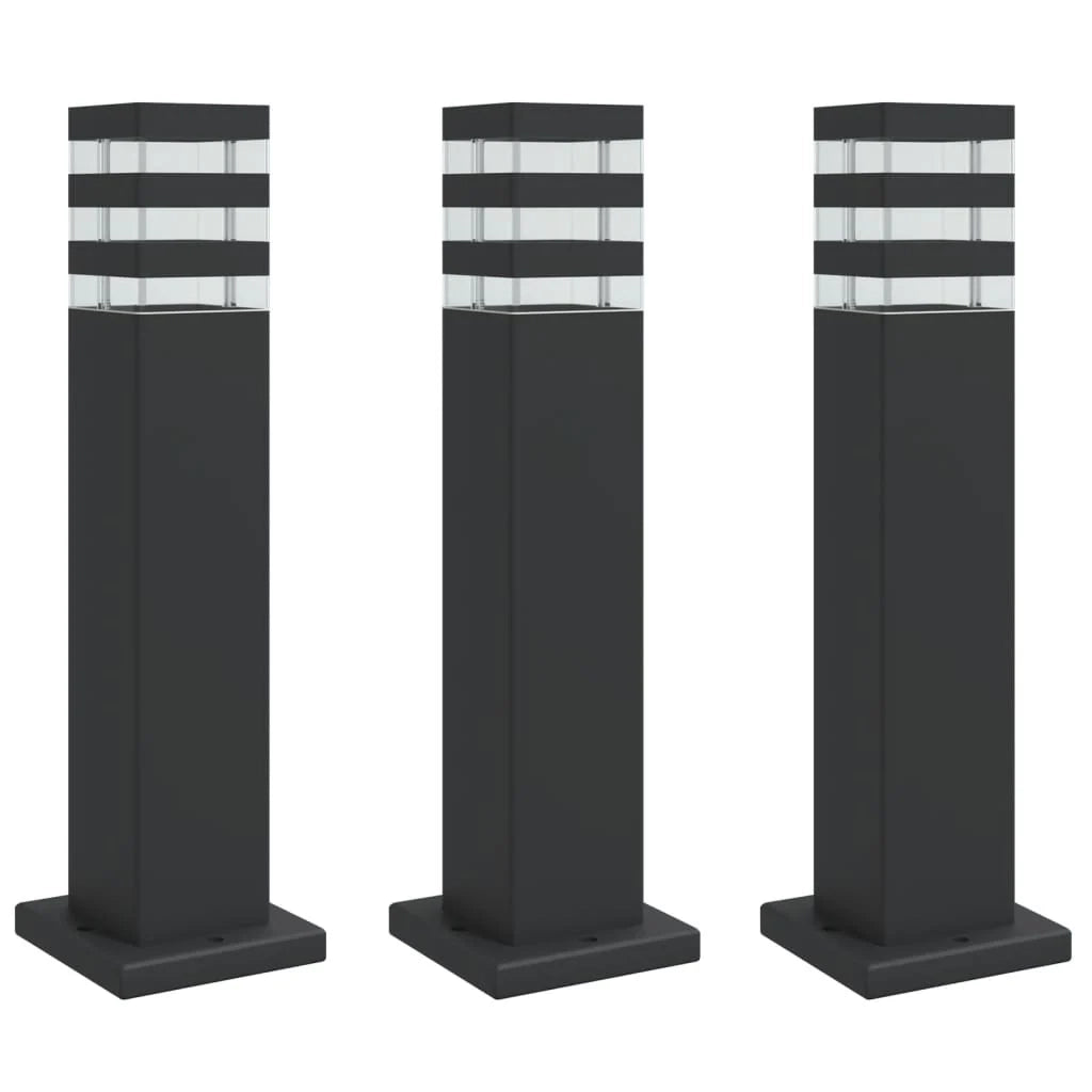 Lampade da terra per esterni 3 pezzi 50 cm alluminio nero 02_0042549