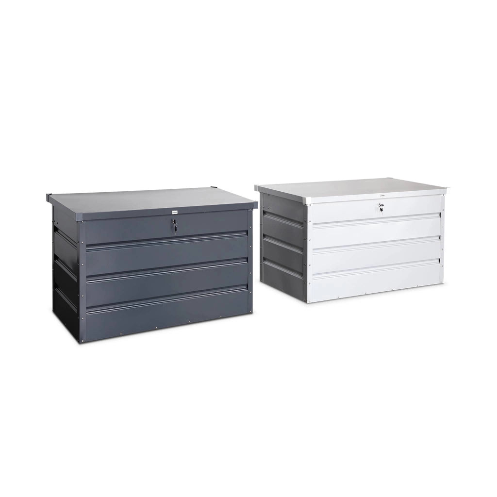 Baule da giardino in metallo, 285l, grigio alluminio