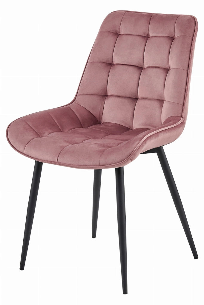 Sedia VALORA BERA - Velluto rosa scuro con gambe nere