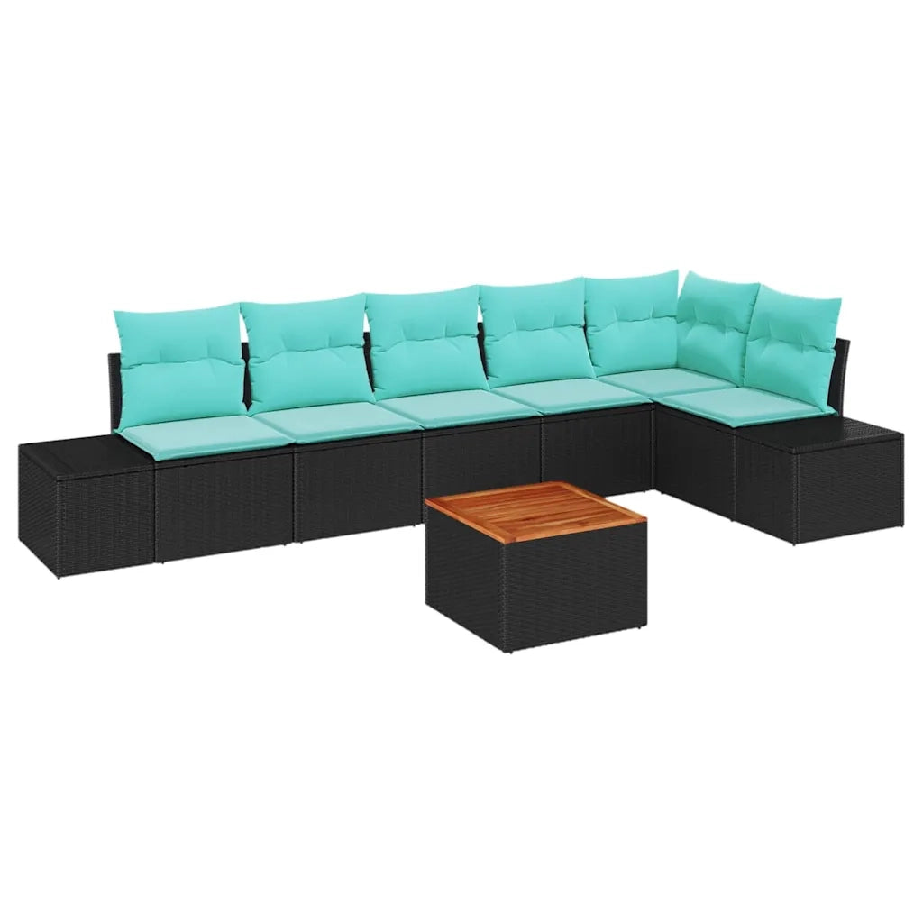 Set Divano da Giardino 7 pz Nero polyrattan 3347970
