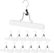 Hanger per pantaloni in legno - 12 pezzi - Hanger a girella completa - Dimensioni: 17 x 25 x 2,3 cm - Hanger per pantaloni - Bianco