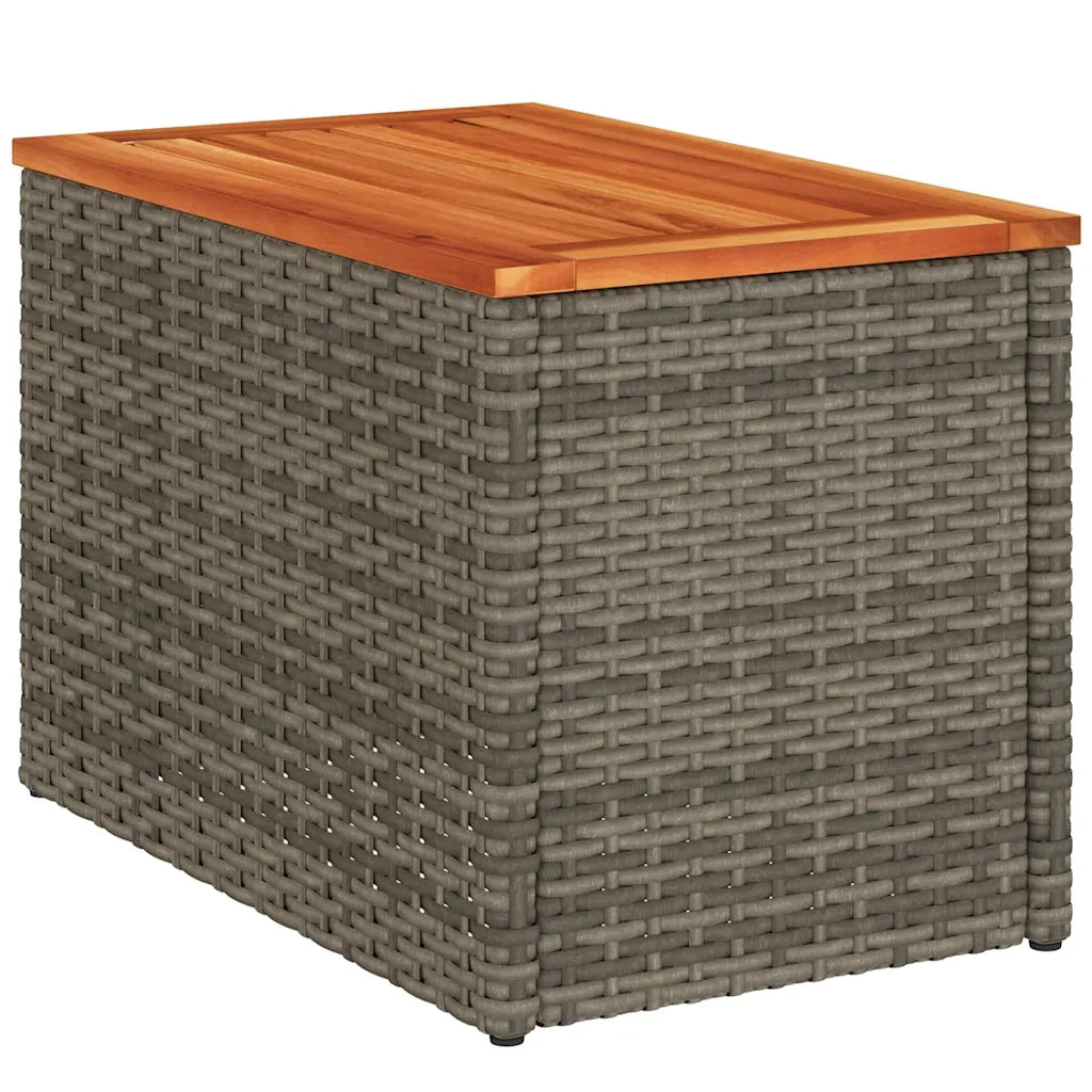 Tavolini Giardino 2 pz | Tavolino da esterno Grigi 55x34x37 Polyrattan Legno Massello