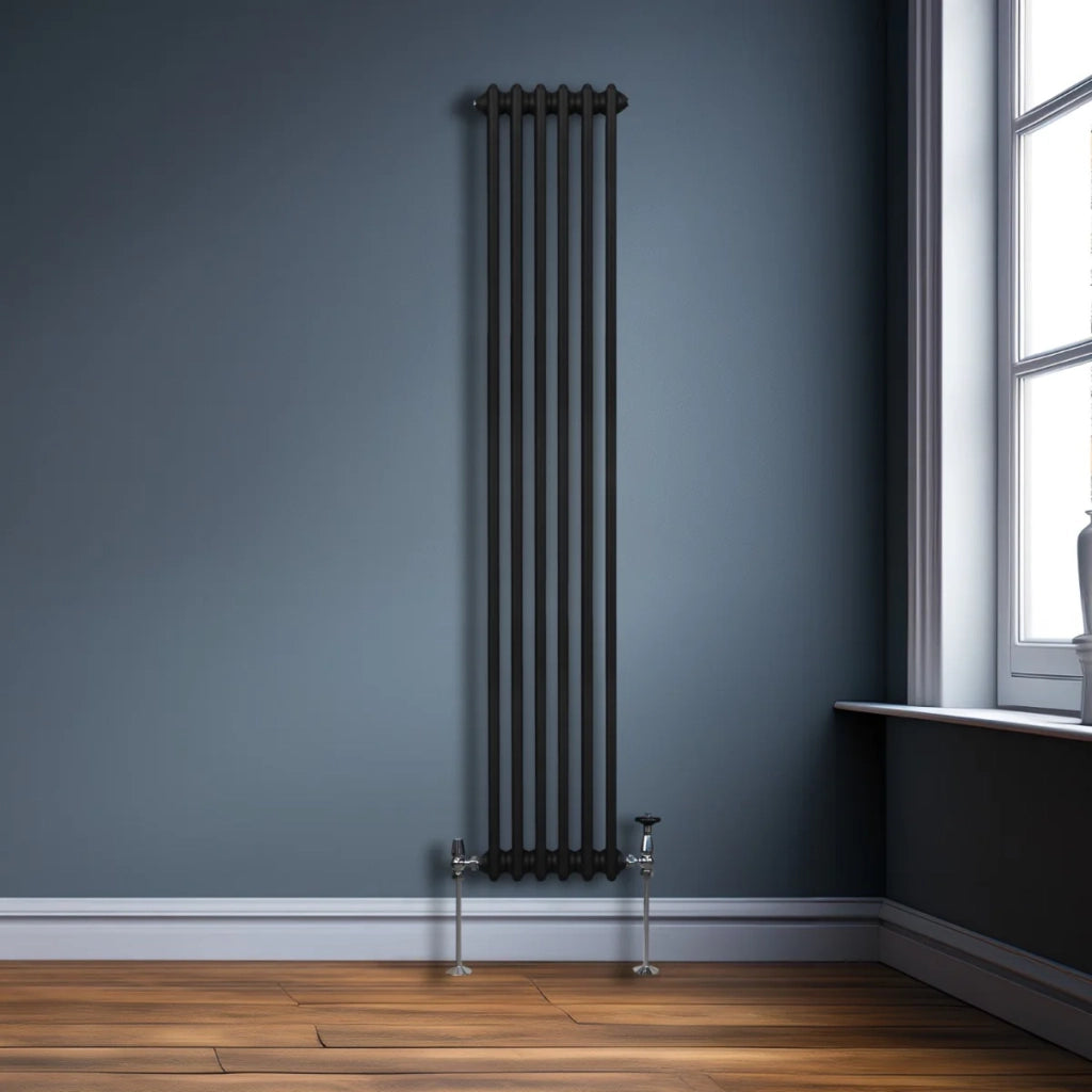 Termosifone Radiatore a 2 colonne per riscaldamento centralizzato verticale Nero 180x29cm