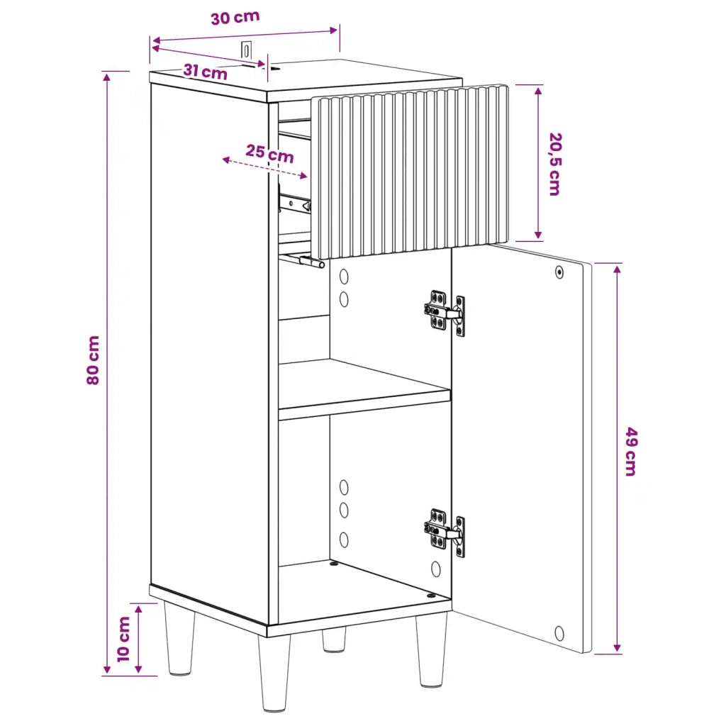 Mobiletto da Bagno ARNHEM Legno antico 30 x 31 x 80 cm 896613