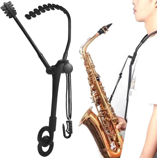 Cinturino per saxofono in pelle, con gancio rotante e pad ampi, regolabile nella lunghezza, con struttura metallica e gancio rotante, Adatto per altosassofono/baritonsassofono/sassofono contralto/sassofono soprano