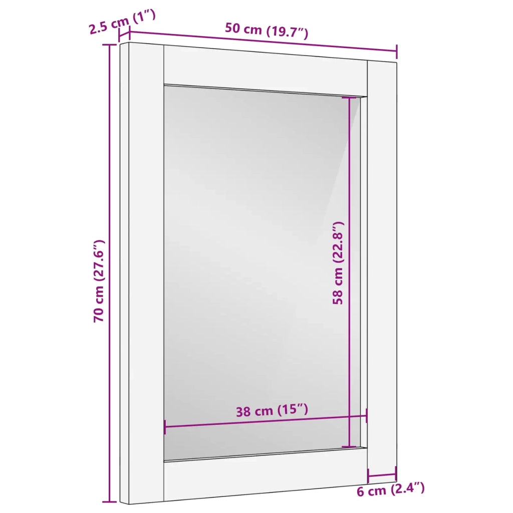 Specchio da bagno-Specchio decorativo Finitura Bianco Lavato 50 x 70 x 3 cm