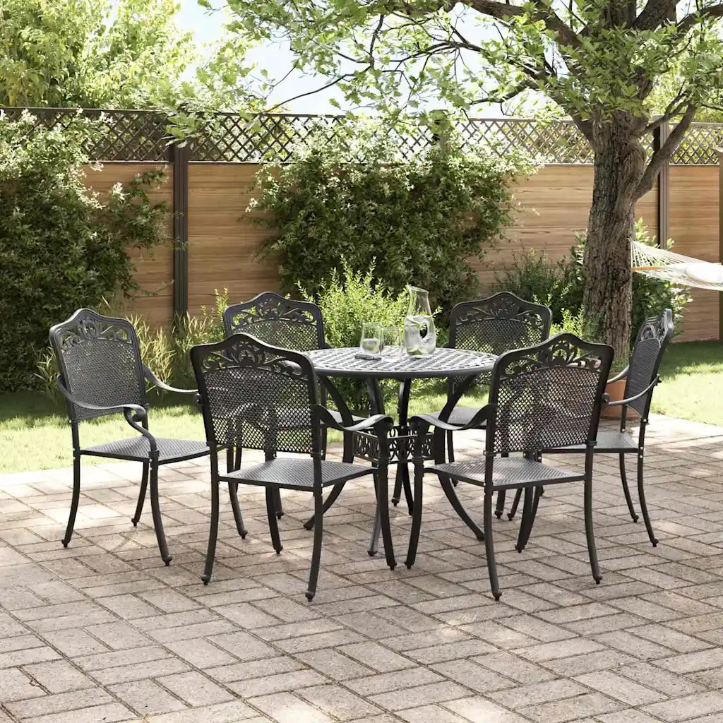 Set da Pranzo per Giardino 7 pcs Nero Alluminio 3334705