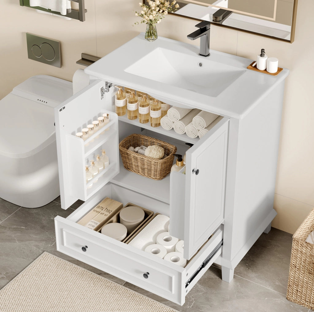 Mobile bagno bianco con lavabo in ceramica 76x46x87 cm