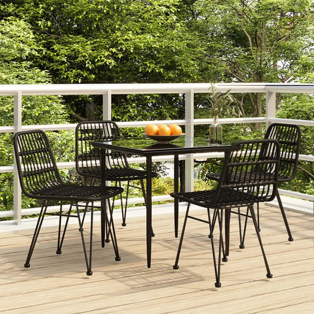 Set da Pranzo da Giardino 5 pz Nero in Polyrattan cod mxl 35585