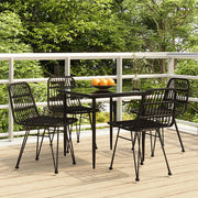Set da Pranzo da Giardino 5 pz Nero in Polyrattan cod mxl 35585