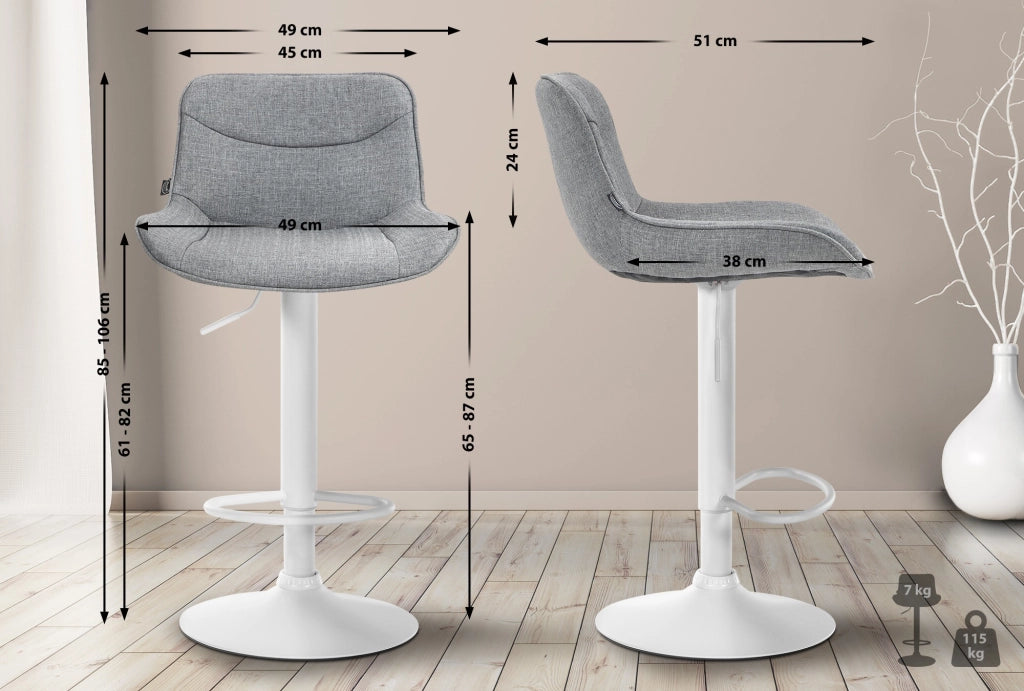 2er Set Barhocker Vonore Stoff weiЯ