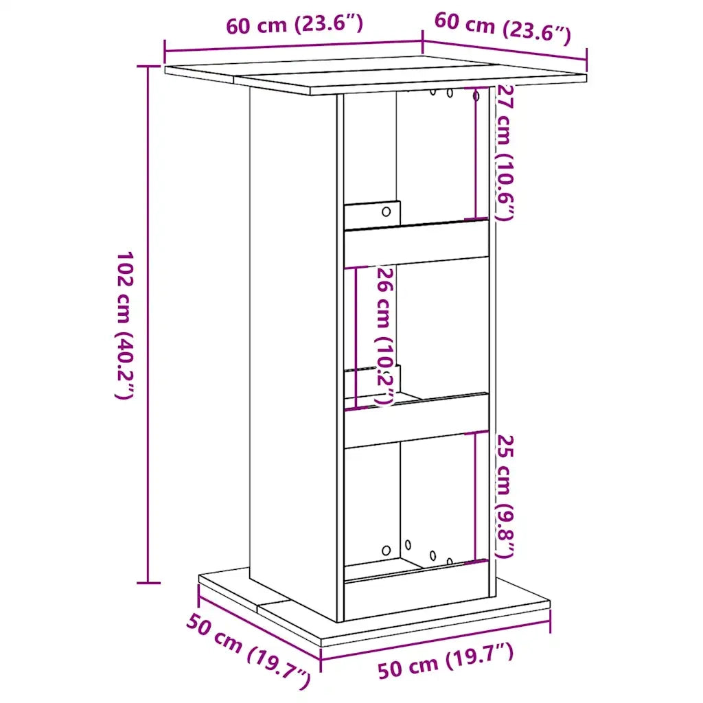 Tavolo Bar con Portaoggetti Bianco 60x60x102 cm in Truciolato