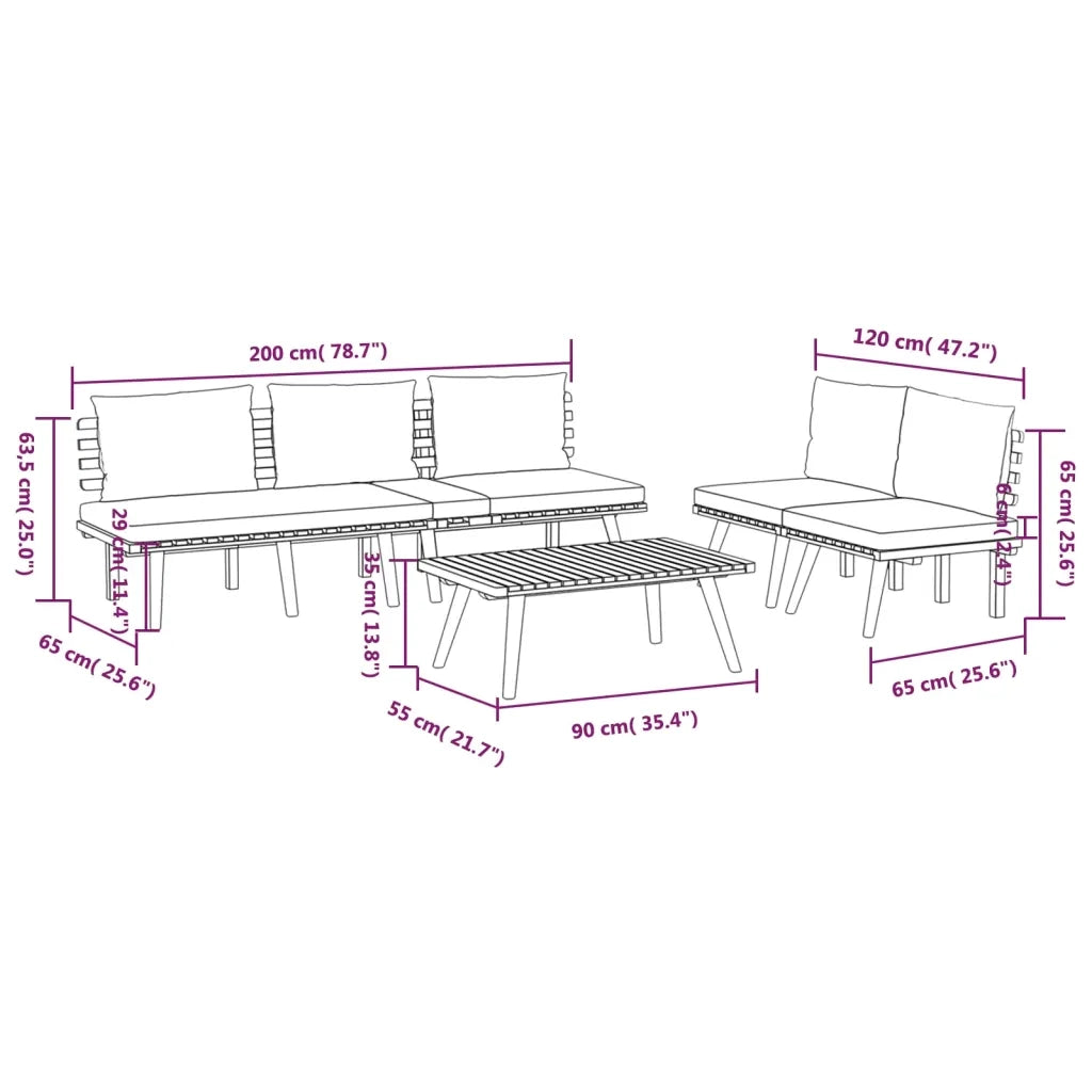 Set Divani da Giardino 4 pz con Cuscini in Massello di Acacia cod mxl 38181