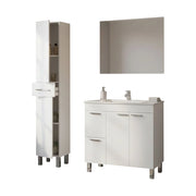 Lomello, set Mobili Bagno Specchio Incluso, Bianco Lucido