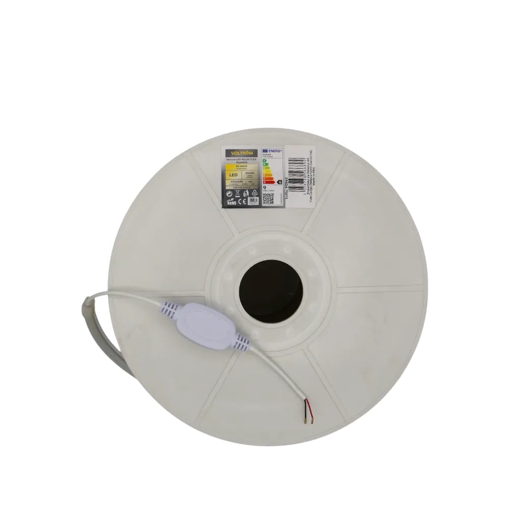 Striscia LED neon flex 220V 50m tagliabile ogni 1m 9W/m luce fredda 6000K IP67