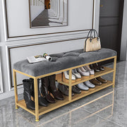 scarpiera Organizzatore di scarpe Panca da ingresso con base in metallo, sedile imbottito e portascarpe a 2 livelli - Scarpiera moderna con spazio per scarponi per soggiorno/camera da letto - 60x