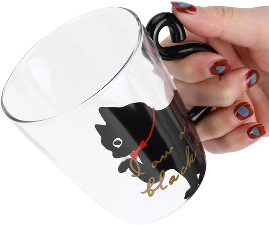 Tazza da Caffè 300 ml - Tazza da Tè in Vetro - Disegno dei Gatti - Tazza per Caffè - Regalo per gli Amanti dei Gatti - Decorazione per la Tavola
