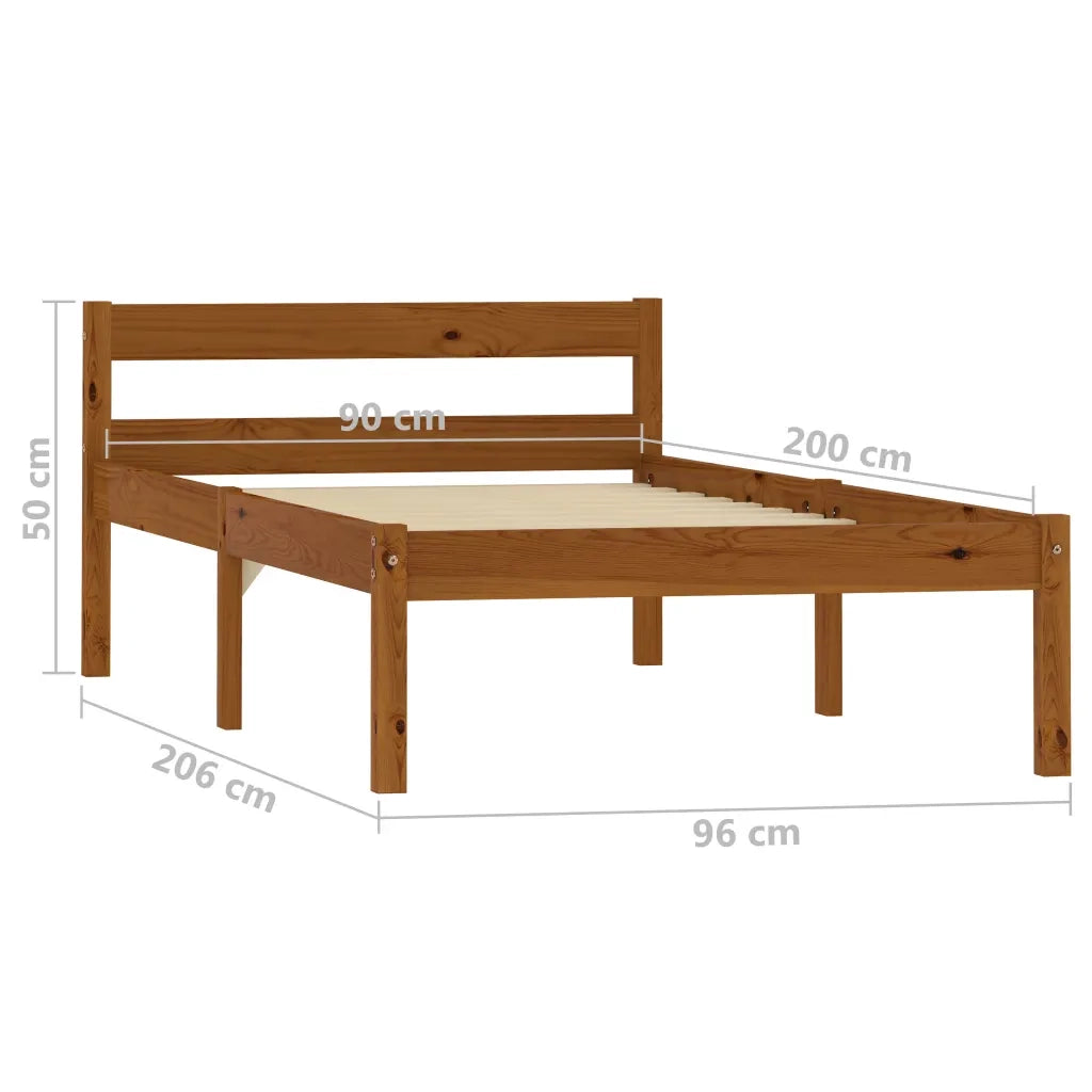 Giroletto senza Materasso Ambrato Legno Massello Pino 90x200 cm 283208