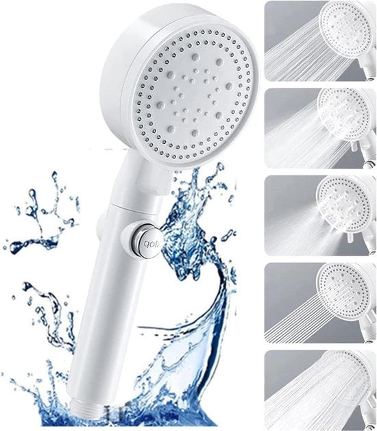 Douchekop idroregolante per docce - 5 modalità di flusso per bagni e spa bianco.