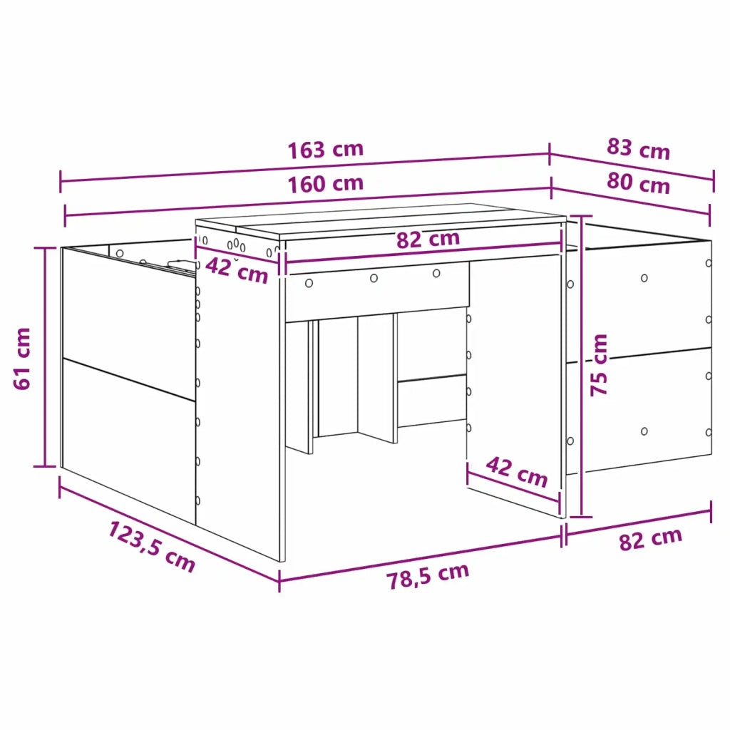 Letto alto per bambini con scrivania Bianco