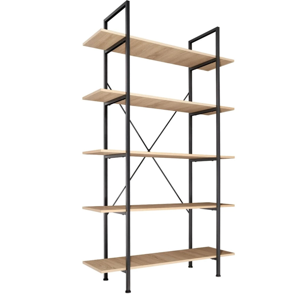 Libreria grande in stile industriale/vintage con 5 ripiani 179,5 cm beige 08_0000255