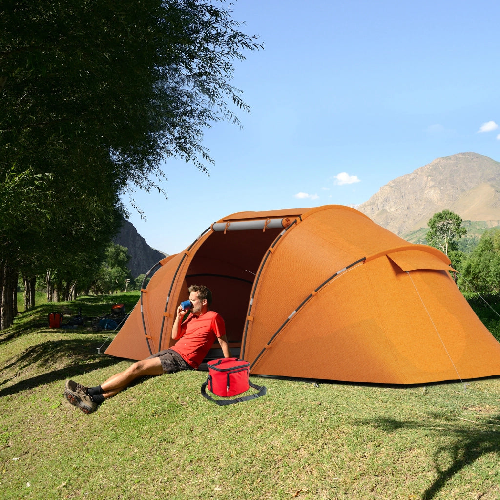 Tenda da campeggio tunnel 4-6 persone ¨C zephmum ¨C arancione impermeabile 2000mm