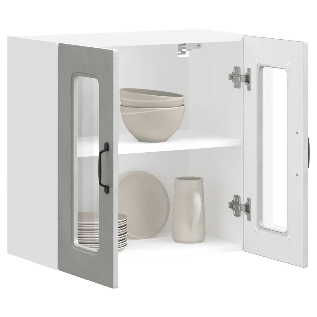 Pensile da Cucina con Porta in Vetro Kalmar Grigio Cemento