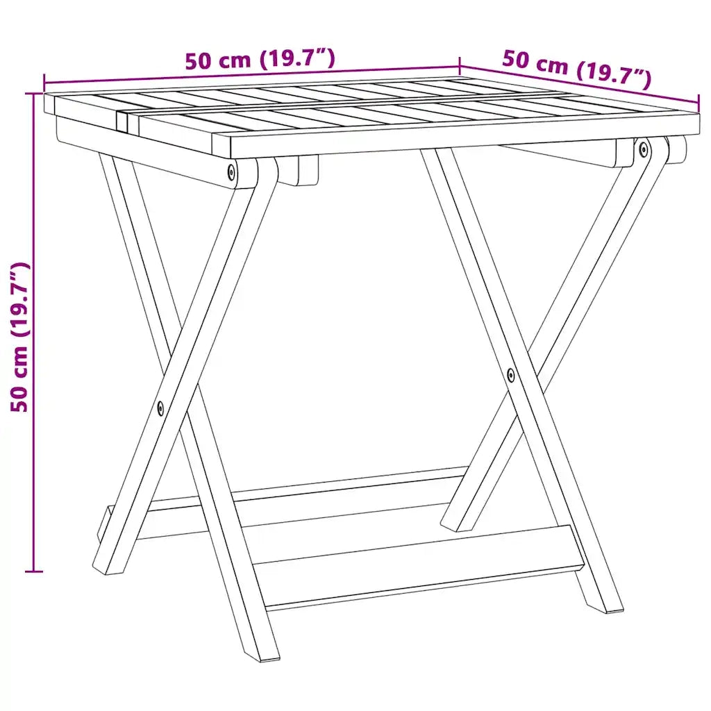 Tavolo da Giardino Pieghevole 50x50x50 cm Legno Massello Acacia