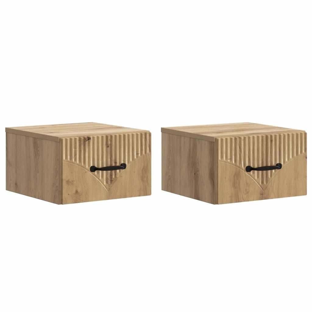 Mobiletto da notte a muro con cassetto 2 pcs Rovere Artigianale 898954