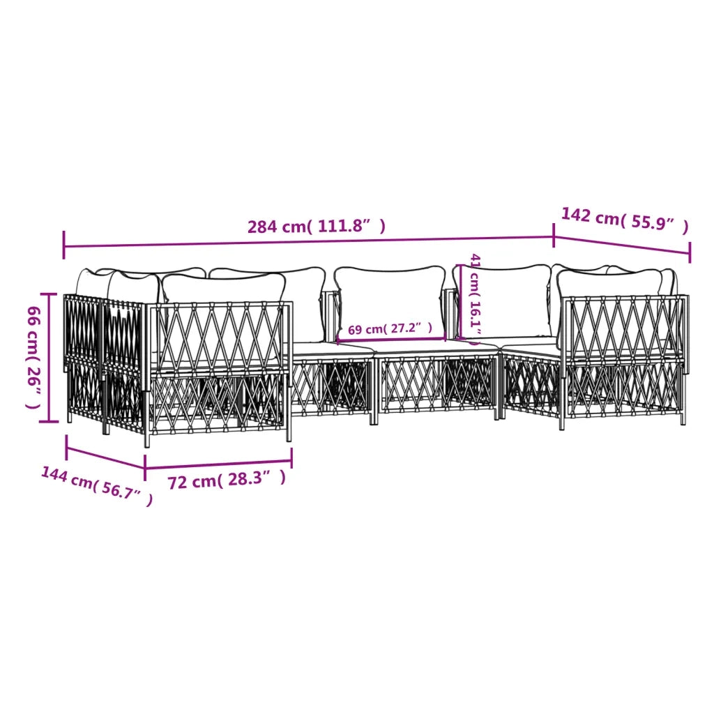 Set Salotto da Giardino 6 pz con Cuscini in Acciaio Antracite 3186919