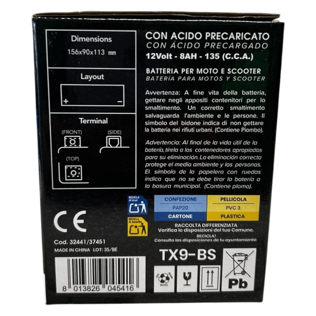 BATTERIA PER MOTO URSUS x9BS 8Ah