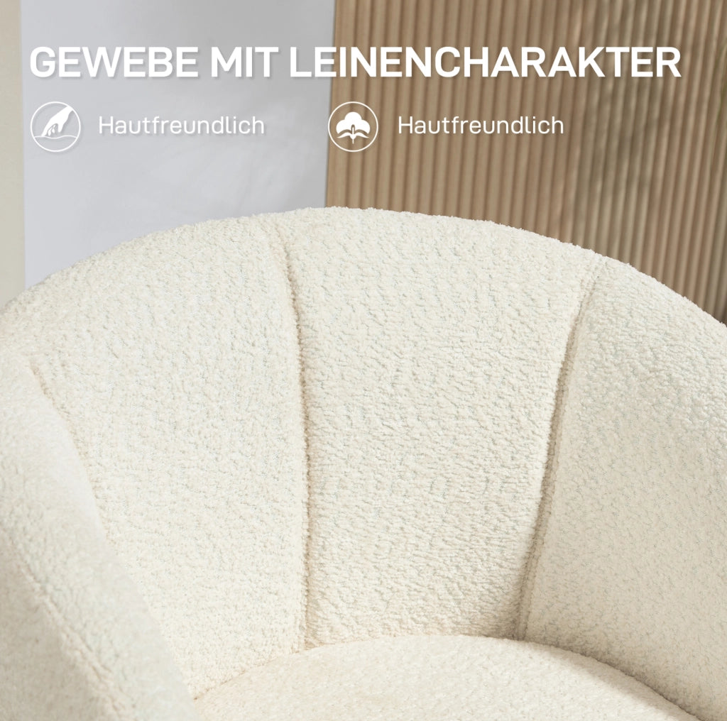 Poltrona lounge girevole color crema con braccioli