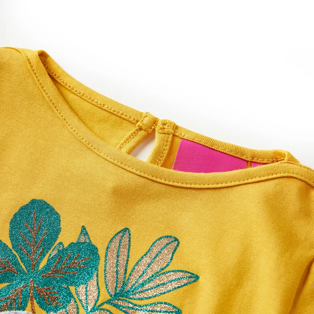 Maglietta da Bambina a Maniche Lunghe Ocra 116 14166
