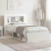 Telaio del letto con storage con testiera Bianco 75 x 190 cm