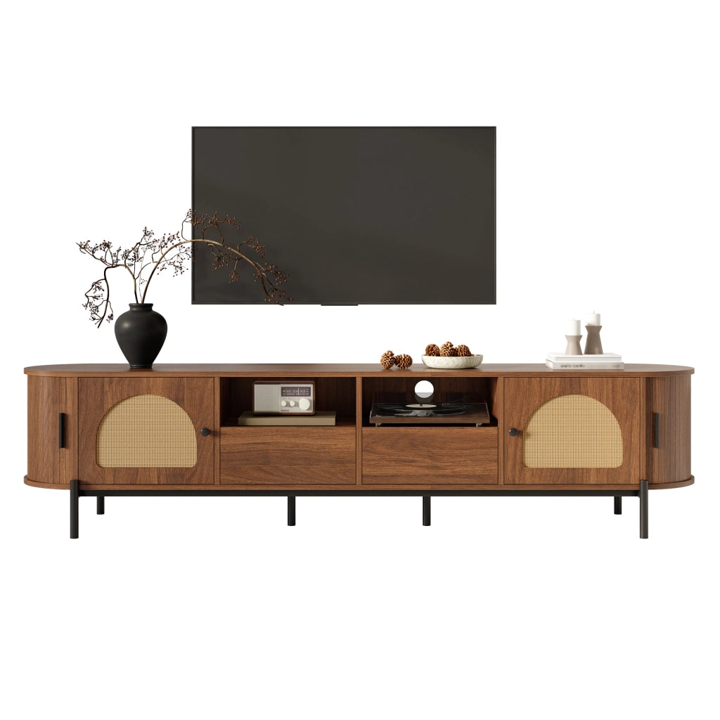 Mobile TV 200x40x49.5 cm con gestione dei cavi in MDF noce