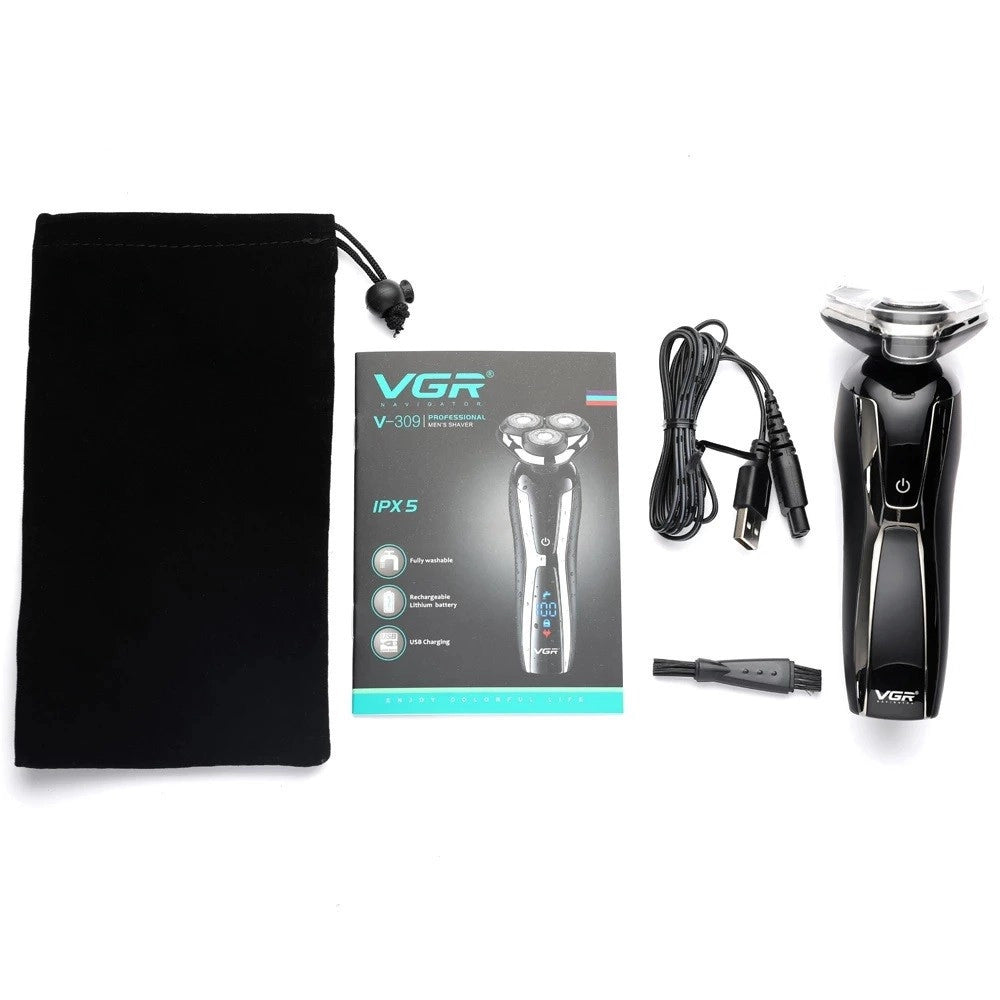 Trade Shop - Rasoio Elettrico Barba Trimmer Usb Ricaricabile Impermeabile Con Display V-309 -