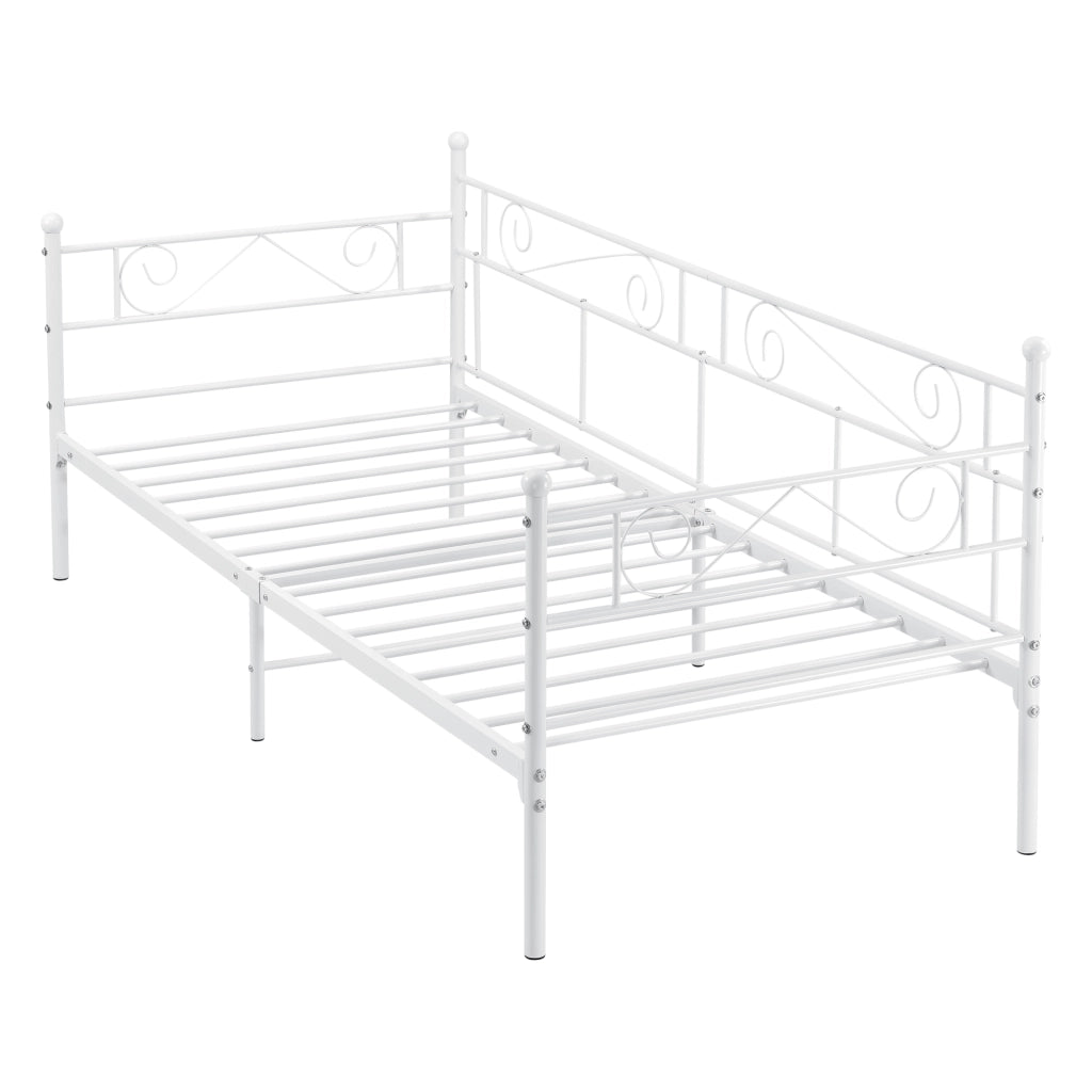 Struttura Divano Kerava in Acciaio Letto Singolo 90 x 200 cm - Bianco Opaco [en.casa]