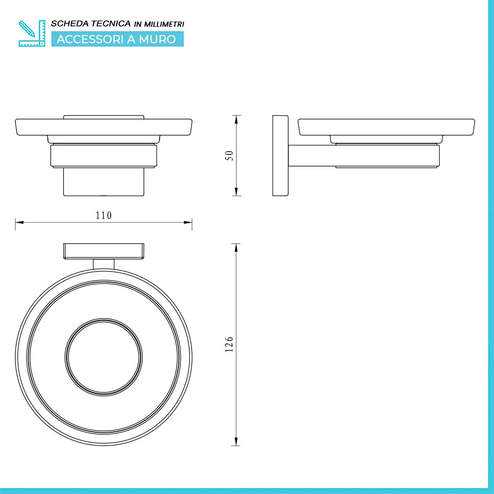 Set accessori a muro 6 pezzi in acciaio cromato e viti incluse  Easy