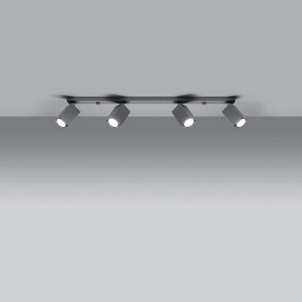 Lampada GU10 4 luci regolabile in acciaio stile industriale MERIDA, grigia, 80 cm