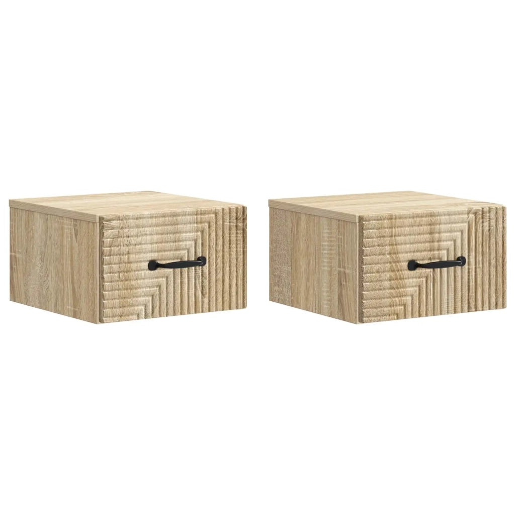 Mobiletto da notte a muro 2 pcs Rovere Sonoma 34,5 x 33 x 20 cm 898600