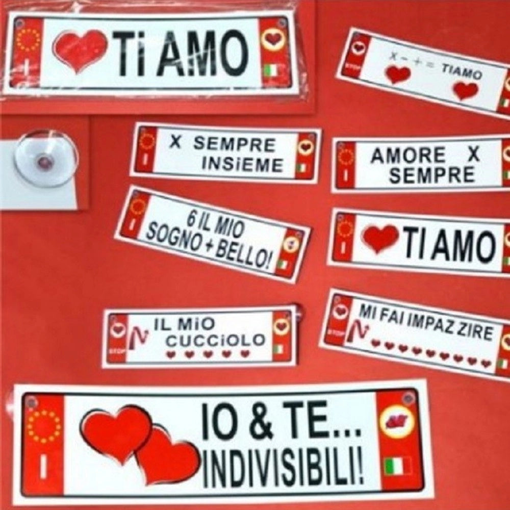 Trade Shop - Set 2 Pz Targa Targhetta Adesiva Idea Regalo San Valentino Mod. Assortiti 27x8cm -