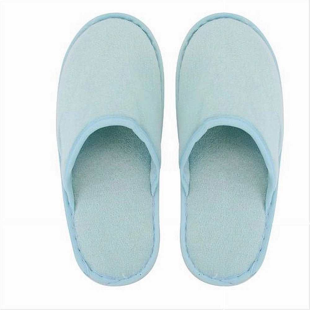 Trade Shop - Coppia Pantofole Ciabatte Bagno Chiuse Tessuto Azzurro Taglia 39-45 Stanza 79694 -