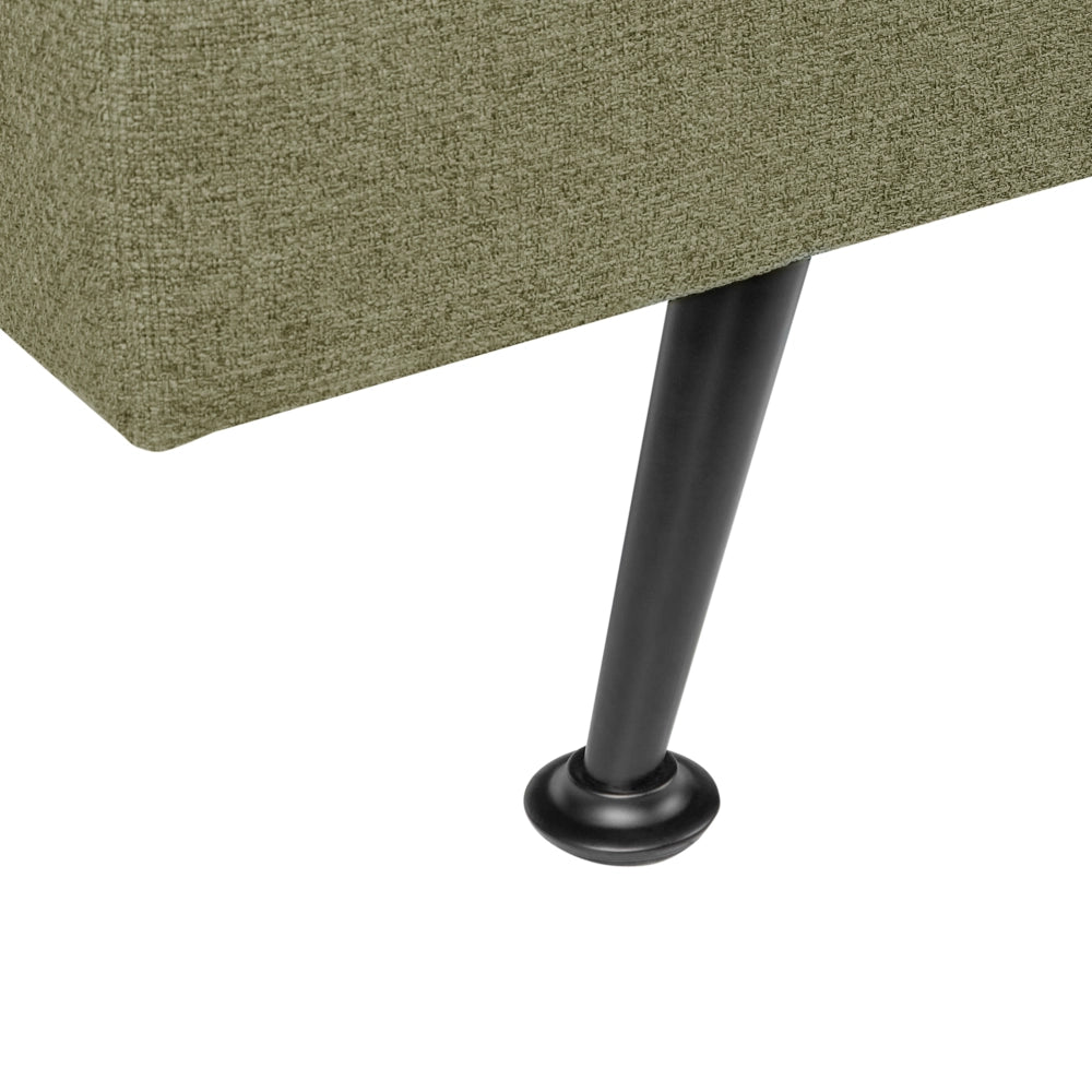 Divano Letto Verde Oliva 3 Posti Imbottito Trapuntato Gambe In Metallo Click Clack
