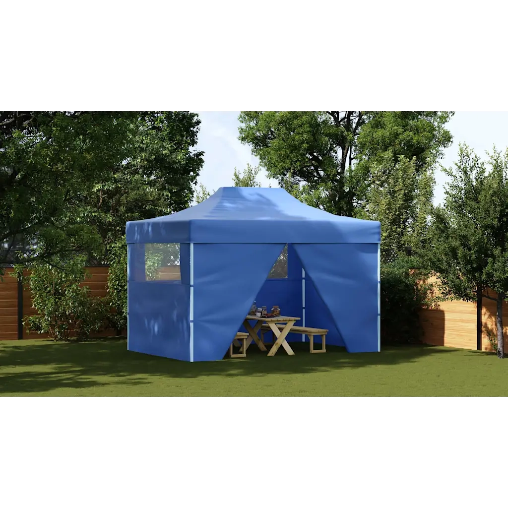 Tenda Pieghevole Pop-Up con 4 Pareti Laterali 3x4,5 m Blu 42512