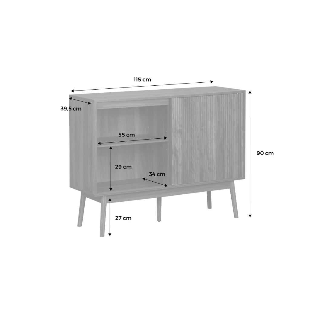 Credenza in legno, 115cm, marrone scuro