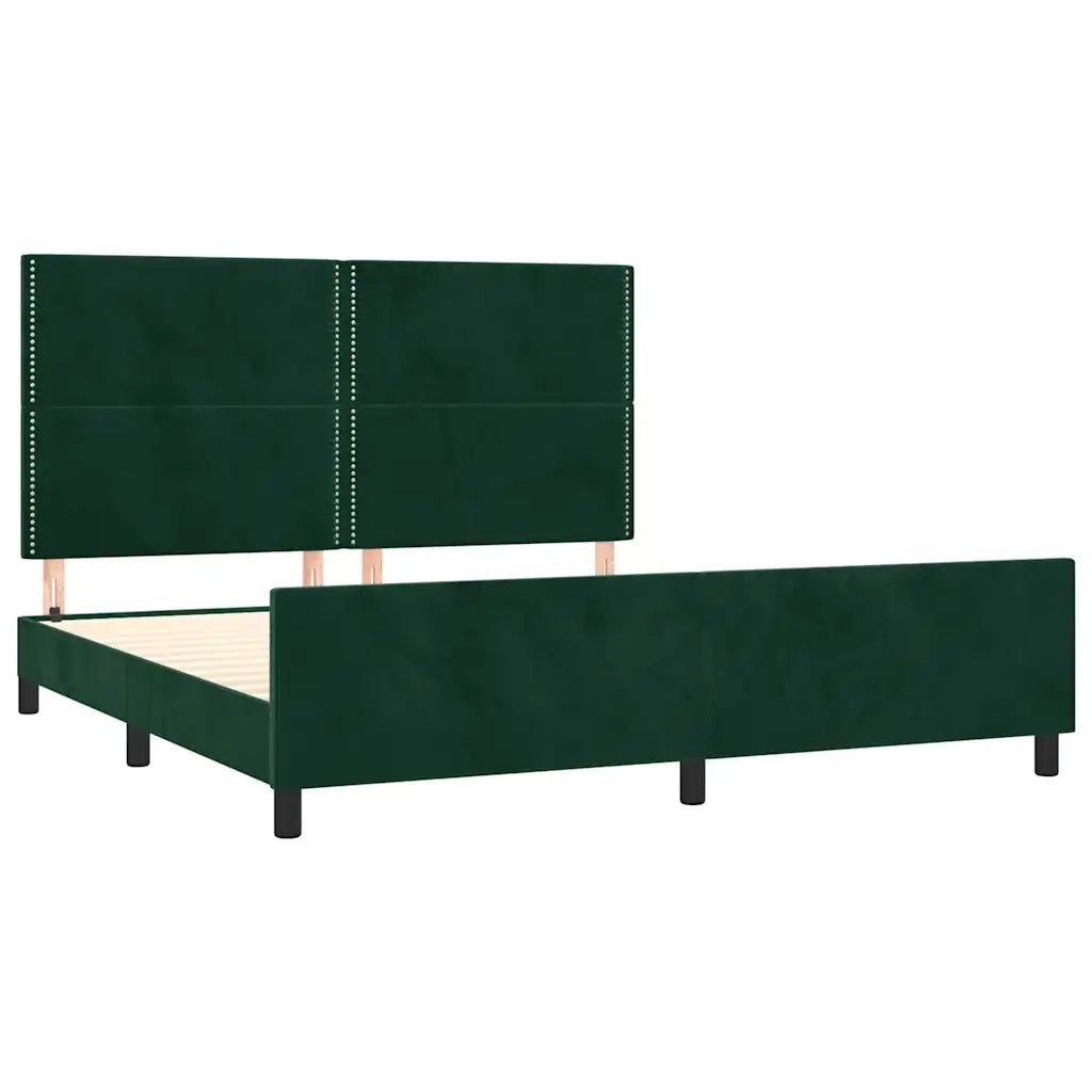 Giroletto senza Materasso Verde Scuro 200x200 cm in Velluto