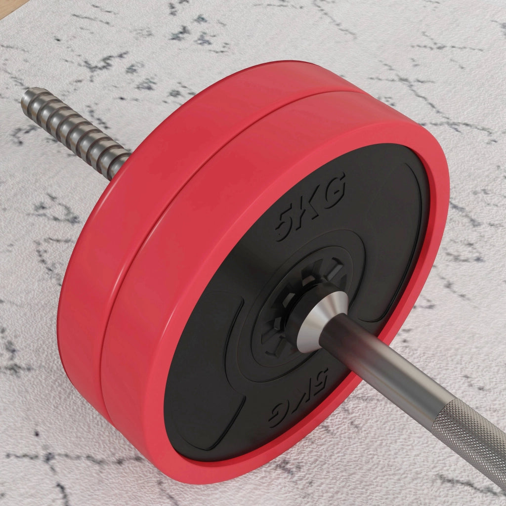 Set Bilanciere e Dischi 30 kg ¨C zephmum ¨C Metallo PU Sabbia 170x26x26 cm Rosso