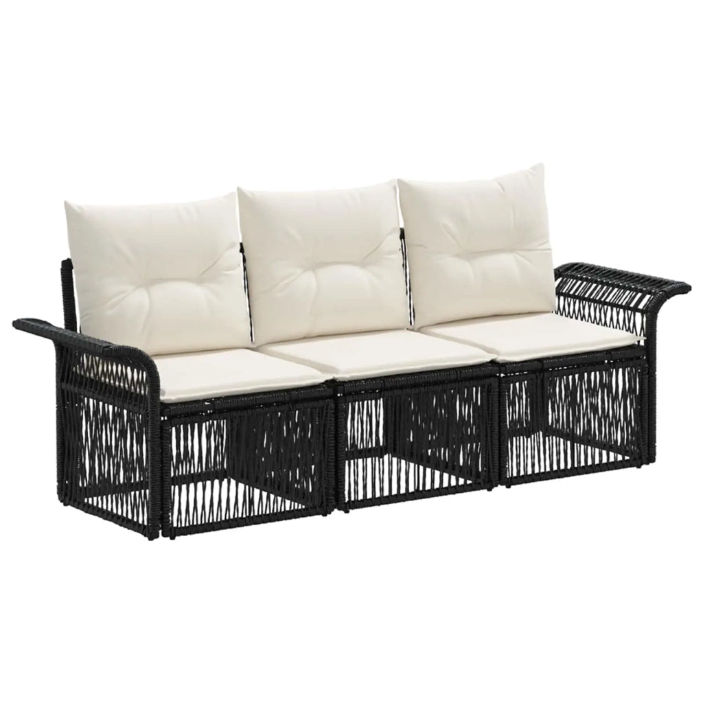 Set Divano da Giardino 3 pcs Nero polyrattan 3434746